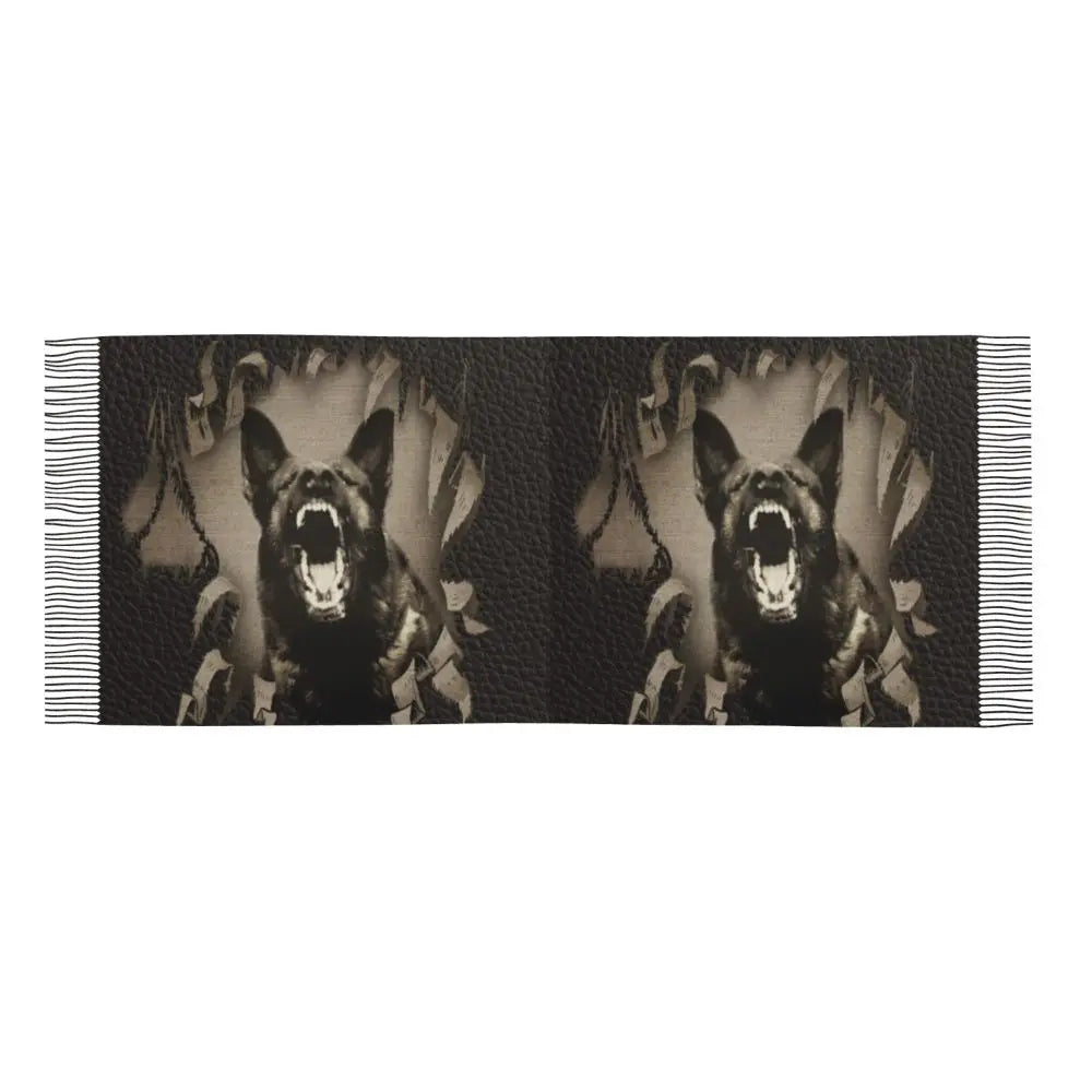 German Shepherd Courage Scarf Wrap Women Long Winter Fall Warm Tassel Shawl Unisex Alsatian Wolf Dog Lover Scarves