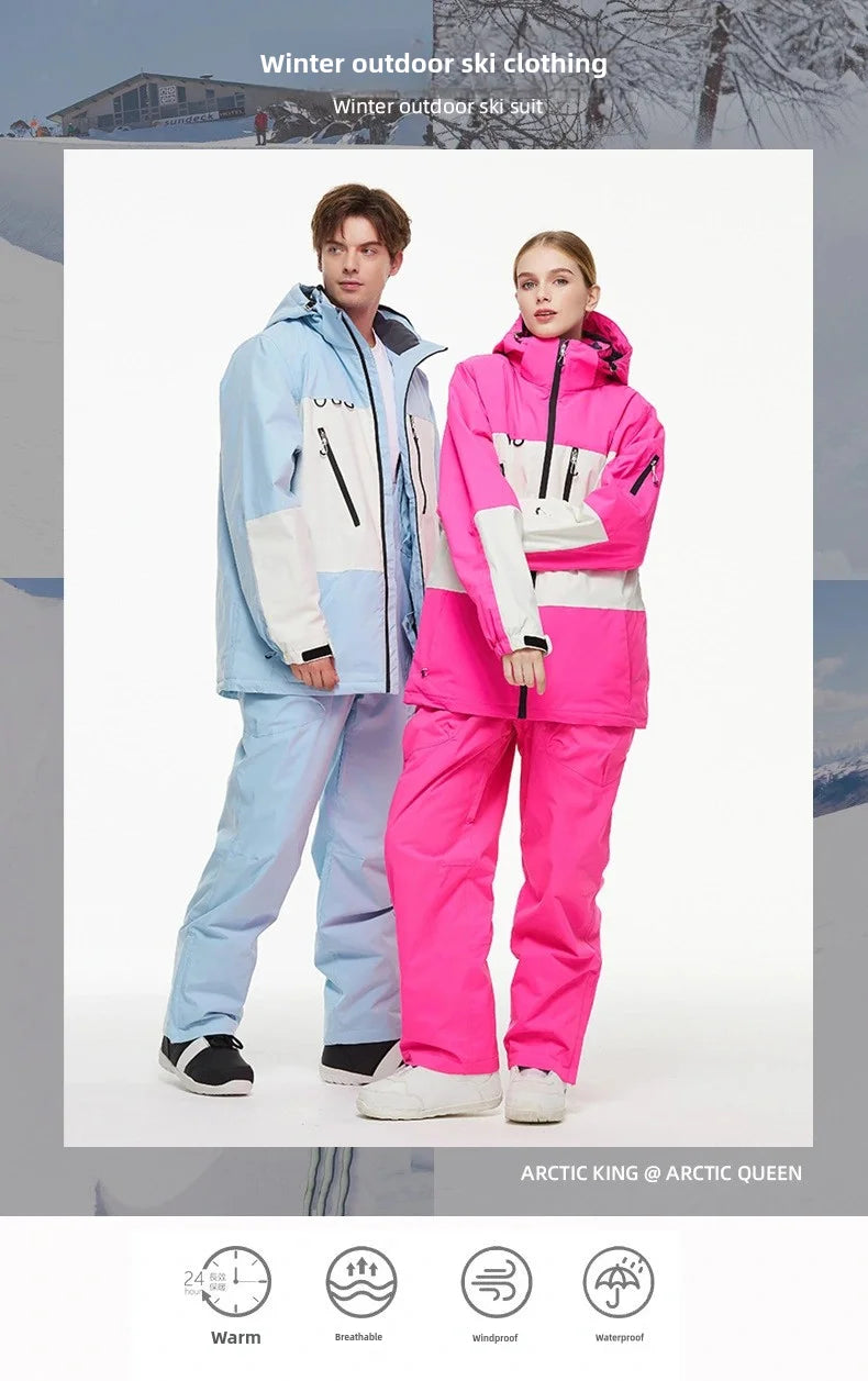 Cheaper, Snow Suit,  Snowboard Outdoor Sports  Snowboard Jacket Sets,  Ski Coat and Strap Pant,Boy‘s and Girl's Ski Jumpsuit