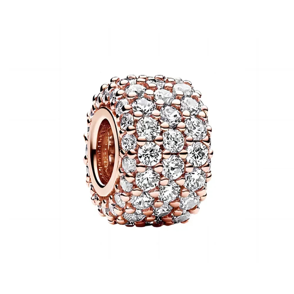 PANDORA Rose Gold Series 925 Sterling Silver Brilliant Heart shaped Round Pumpkin Car Pendant fit Original Bracelet DIY Gifts