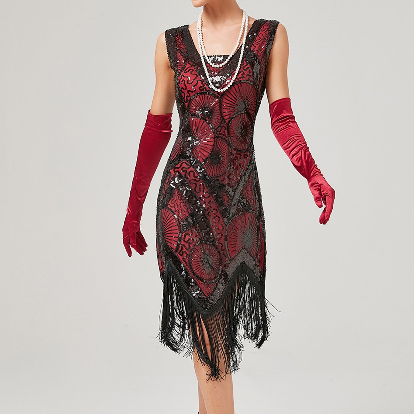 Vintage 1920s Flapper Great Gatsby Dress O-Neck Sleeve Sequin Fringe Party Midi Dress 2024 Summer Dress Vestidos