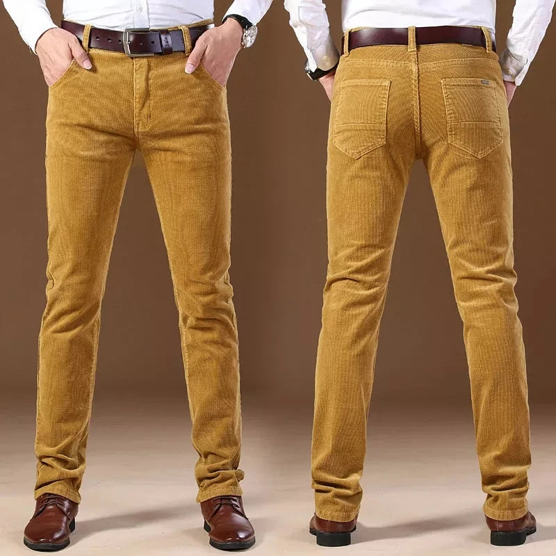 Autumn Winter Trouser Men`s Thick Warm Corduroy Pants Fleece Trousers Male Casual Business Style Long Jeans Men