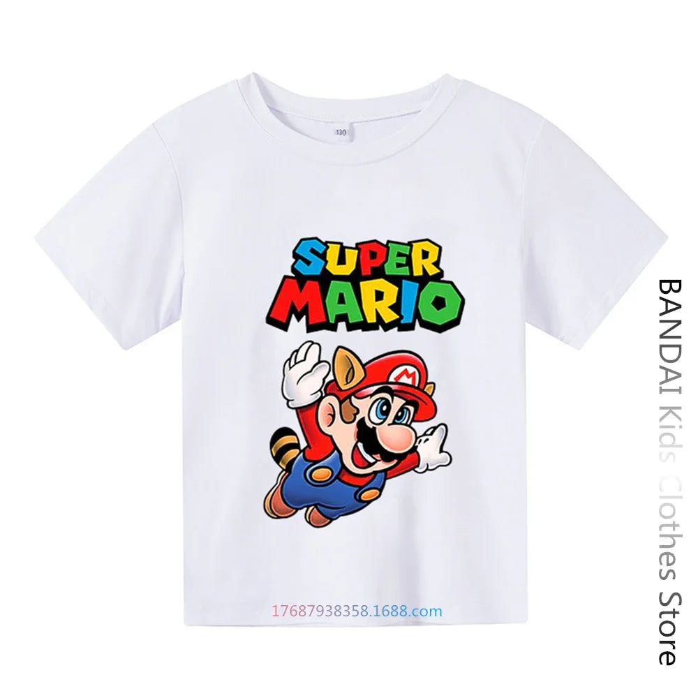 Super Mario Tshirt  Kids Fashion Baby Boy Clothes Mario Bros T-shirt Pikachu Cotton Children Tops Girls Clothing Casual Tees