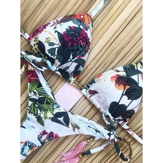 2020 floral print swimwear women swimsuit Brazilian bikini push up bikinis bandage Biquini Feminino women's swimming suit