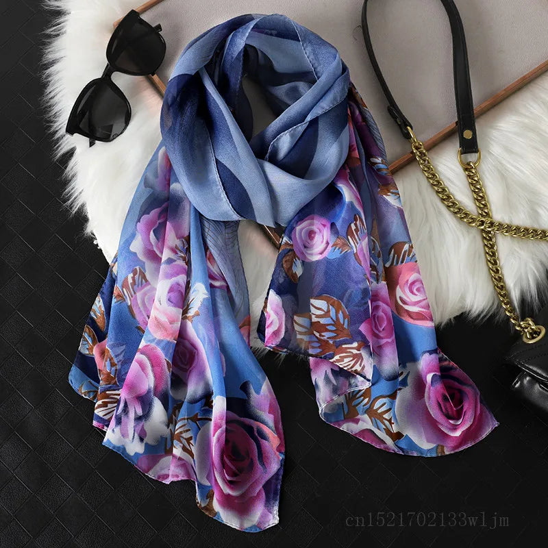 2024 Fashion Printed Leopard Chiffon Hijab Scarf Women Pareo Lady Bandanas Beach Towels Summer Muslim Veil Wrap Female Foulard