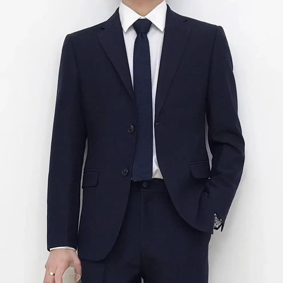 Mens Suits (SB) (Blazer+ Pants) Fashion Business Casual Slim-fit Wedding Solid Color Gentleman British Style Work Evening Dress 6XL