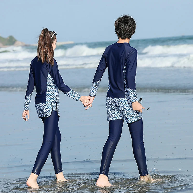 2022 Girls Boys Rashguard Wetsuit Diving Suit 3 Pcs Swimsuit Sports Long-sleeve Pants Surfing Big Children Sunscreen Swimwear
