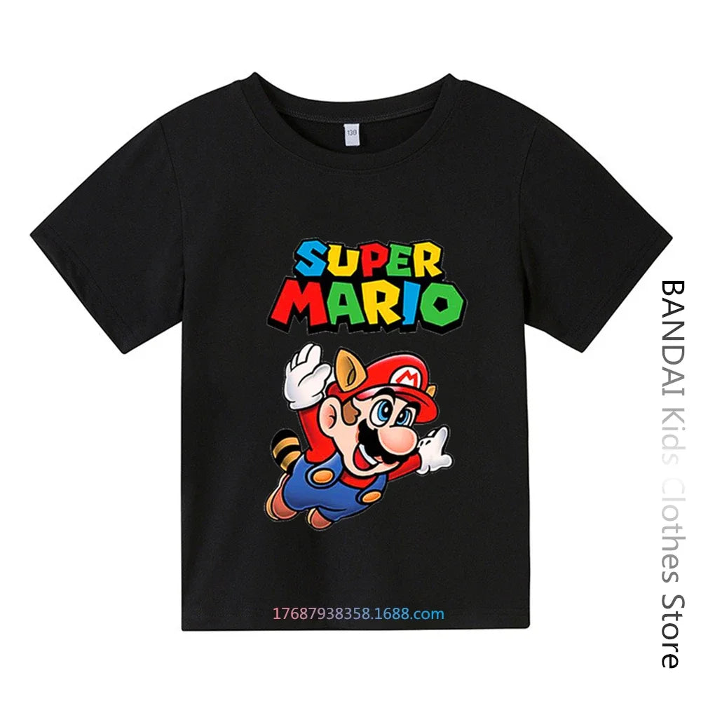 Super Mario Tshirt  Kids Fashion Baby Boy Clothes Mario Bros T-shirt Pikachu Cotton Children Tops Girls Clothing Casual Tees
