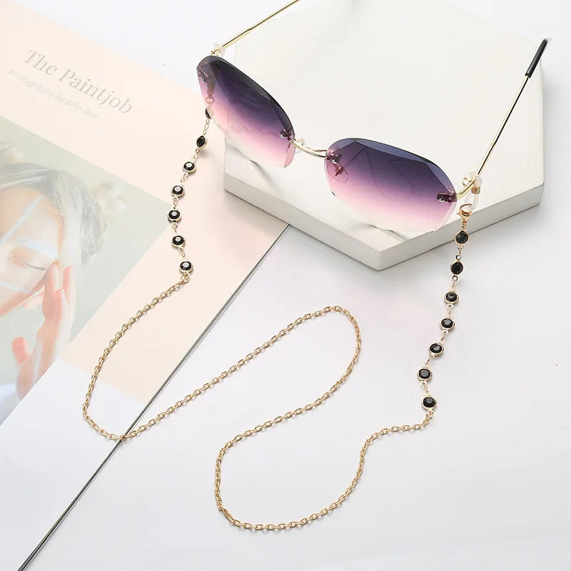 Black Sunglasses Mask Chains Lanyard For Women Men Crystal Eyeglasses Chains Anti-lost Earphone Holder 2022 Fashion Necklace