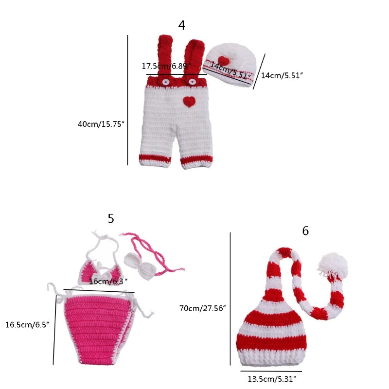 Fashion Newborn Photography Prop Overalls Pants Photography Outfits Crochet Hat Pants Bodysuit for 0-3 Month Boys Dropship