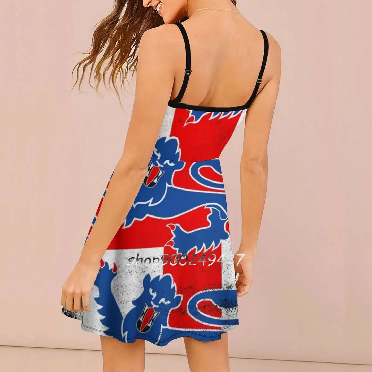 England Flag Three Lions Square Neck Dress Cute Loose Print Dresses Elegant Beach Party Dress England Football Soccer St George