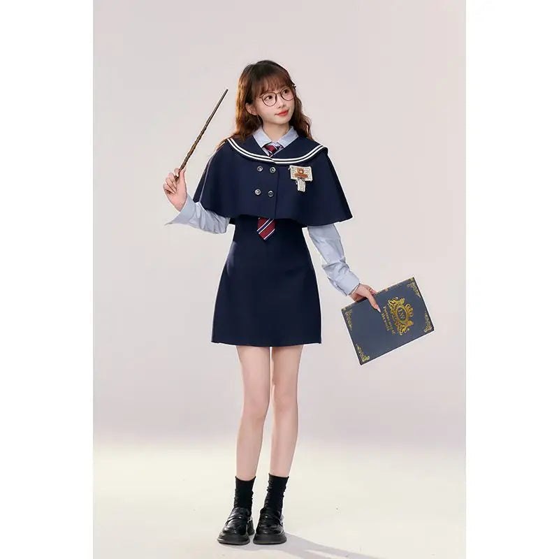 Japan School Uniforms Student Student Girl Navy Costume Cute Women Sexy Navy JK Suit Sailor Blouse Pleated Dress Set