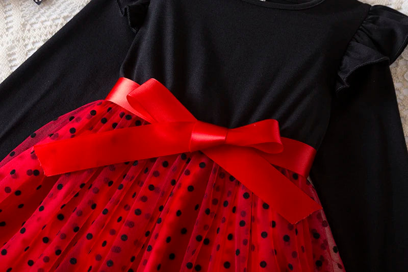 Sequin Girls Princess Party Dresses for 3-8 Yrs Kids Birthday Wedding Evening Prom Gown Spring Fall Long Sleeve Children's Dress