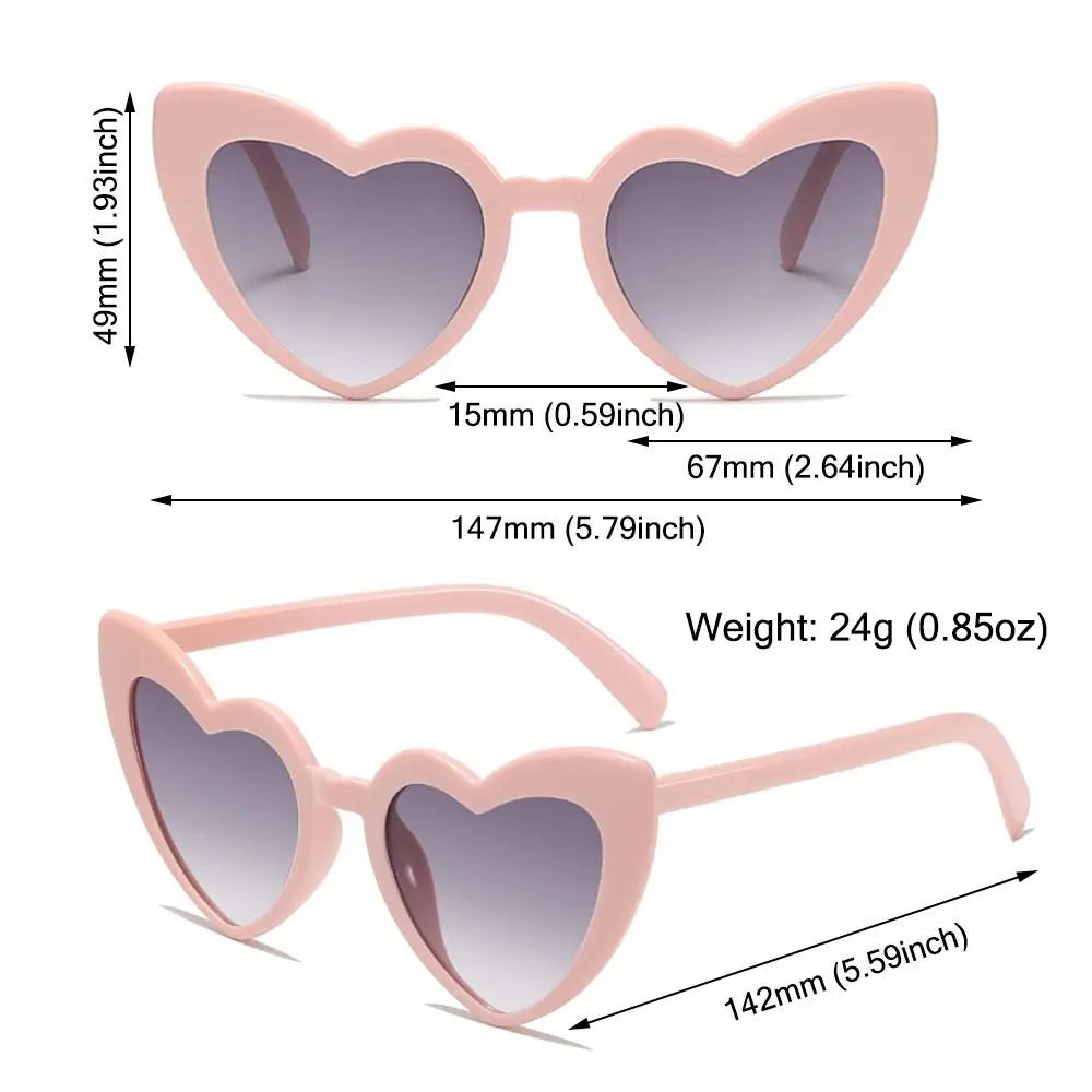 Heart-Shaped Sunglasses Vintage Trendy Street Shooting Shades UV Protection Irregular Fashion Pink Heart Sun Glasses for Women