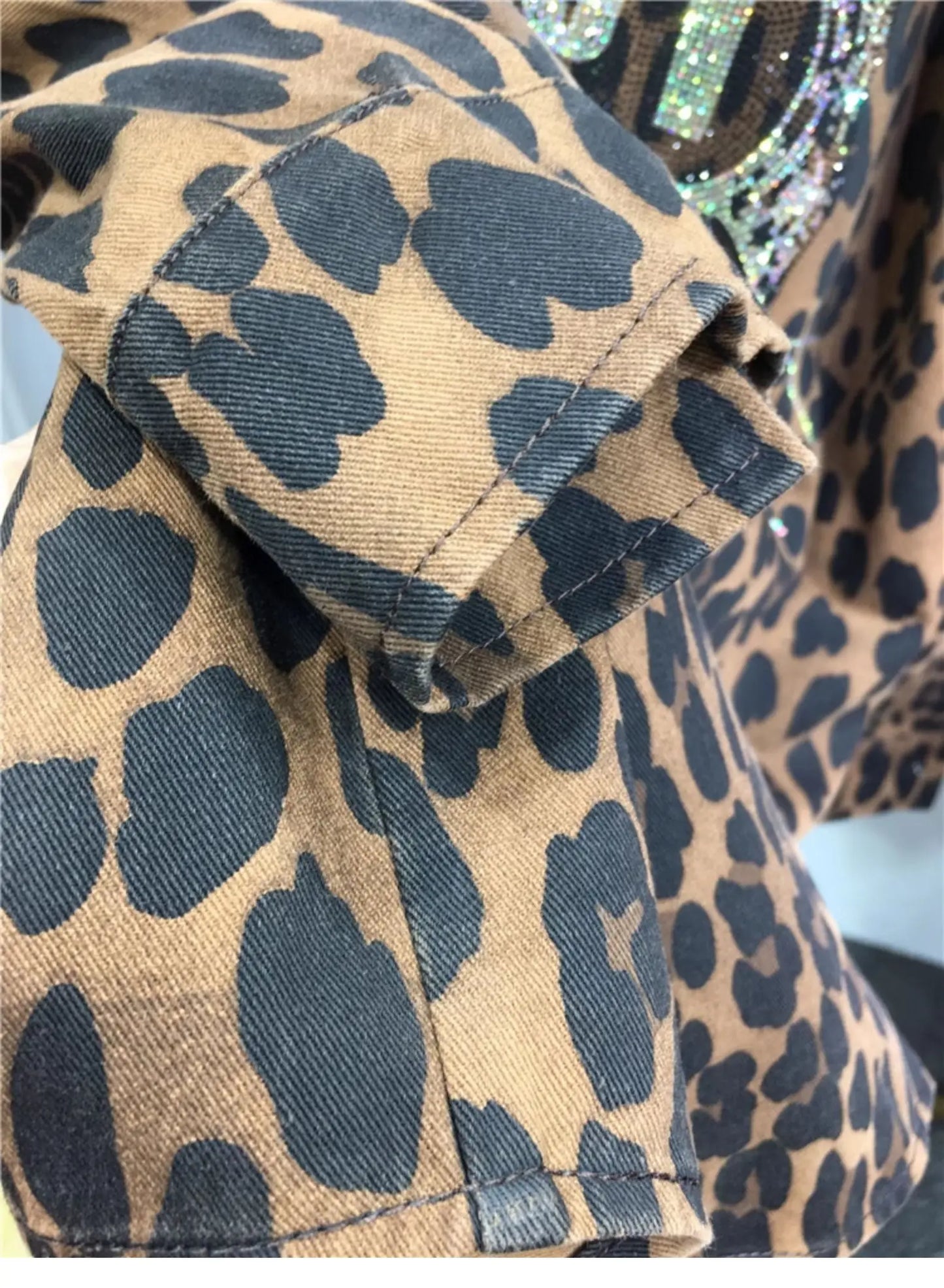European Goods Heavy Industry Hot Diamond Shirt Women Domineering Tiger Head Leopard Print Cardigan Loose Autumn and Winter Coat