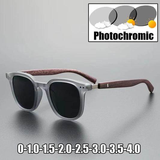 Trendy Women Men's Sunglasses for Myopia Glasses Vintage Square Frame Photochromic Minus Eyewear Anti Blue Light Eyeglasses