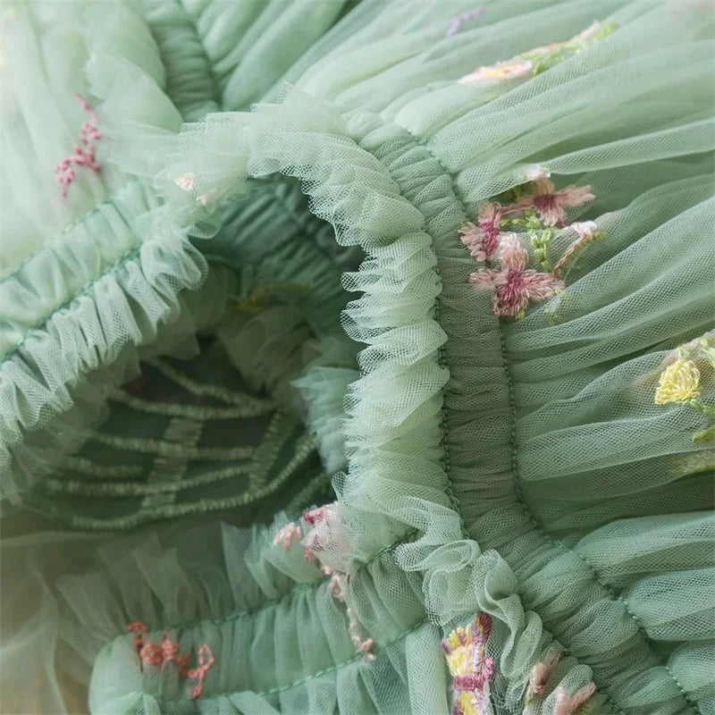 0-5 Years Girls' Dress Butterfly Dress for Summer New Flying Sleeve Mesh Princess Dress Baby Girls Floral Embroidery Clothes