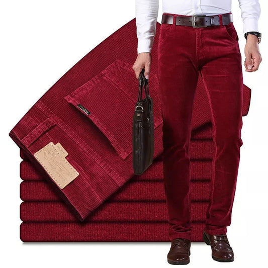 Autumn Winter Trouser Men`s Thick Warm Corduroy Pants Fleece Trousers Male Casual Business Style Long Jeans Men