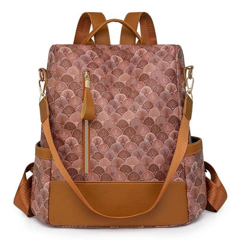 Anti Theft Design Women's Backpack Fashion PU Leather Backpack School Bags for Teenagers Girls Large Volume Leisure Travel Bag