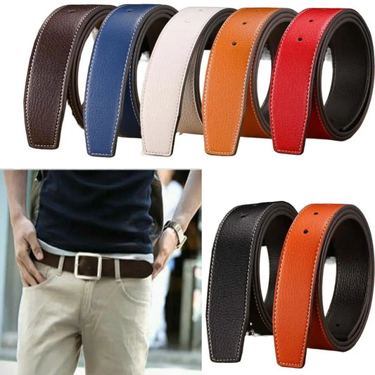 3.7cm Luxury Replace Strap Durable Trouser Jeans Belt Decor Waistband No Buckle Belt Leather Belt Strap Genuine Leather