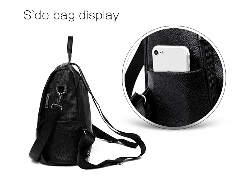 Summer White Fashion PU Leather Anti-thief Backpack Large  Volume  School Bag for Teenager Girls Multifunction Casual Sac a Dos