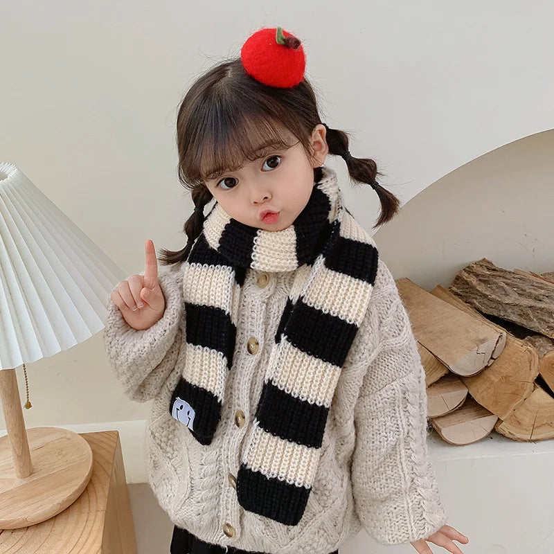 Baby Girls Boys Scarf Kids Korean Style Scarves Letter Printed Accessories Children's Knitted Bib Cotton Versatile Warm Clothing