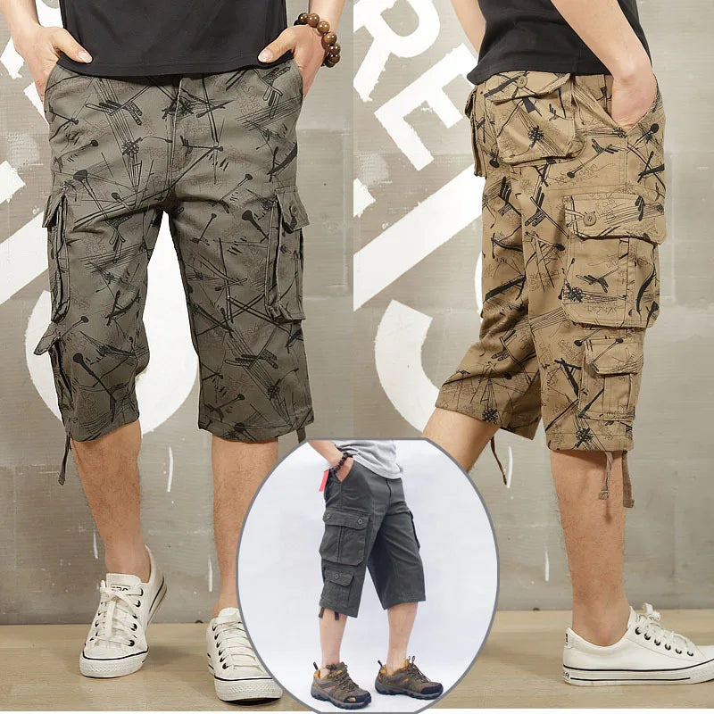Camouflage Men Short Pants Cotton Cargo Shorts for Men Summer Casual Breeches Multi-Pocket Military Style Cargo Short Pants