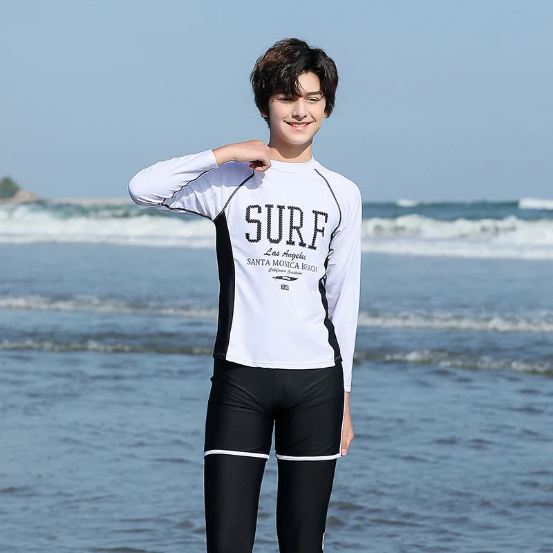 2022 Girls Boys Rashguard Wetsuit Diving Suit 3 Pcs Swimsuit Sports Long-sleeve Pants Surfing Big Children Sunscreen Swimwear