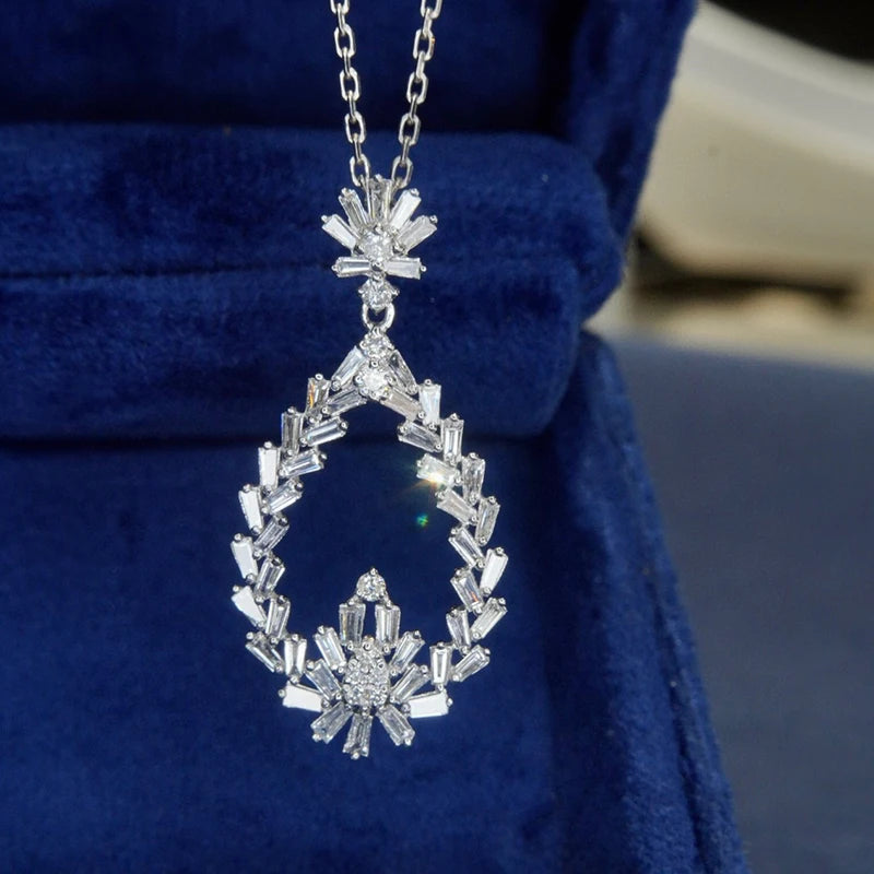 Aazuo Highquality Jewelryset 18K Orignal White Gold Real Diamonds 0.85ct Necklace Gifted for Women Wedding Link Chain Au750