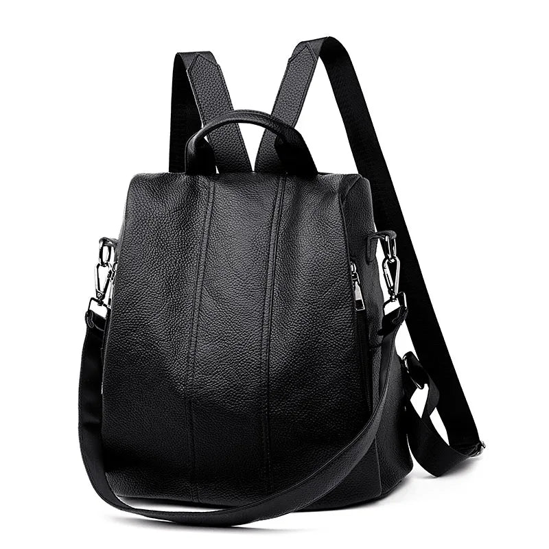 Summer White Fashion PU Leather Anti-thief Backpack Large  Volume  School Bag for Teenager Girls Multifunction Casual Sac a Dos