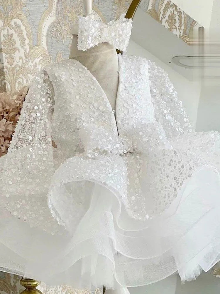 Elegant socialite girl dress sequin birthday dance party gorgeous dress  graduation banquet evening dress  girls clothing