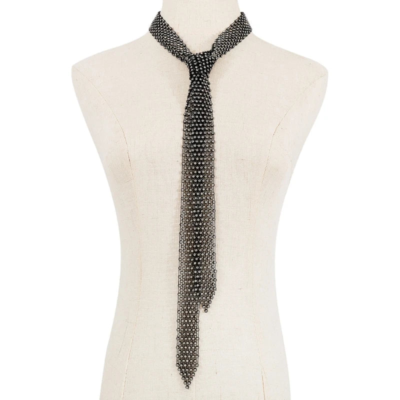 Tie Exaggerated Rhinestones Temperament Necklace Modern City Trend Necklace