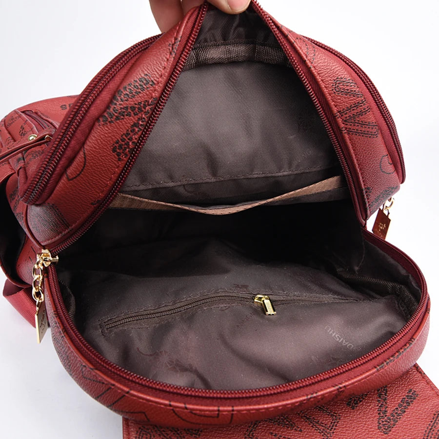 Luxury Designer Women Backpack High Quality Soft Leather Shoulder Bag Fashion School Bags Multifunction Rucksack Top-handle Bag