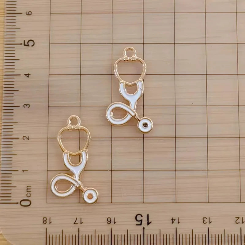 10PCS 5 Styles Doctors Dripping Oil Charm Stethoscope Syringe Nurse Hat Pendant For Bracelet Necklace Jewelry Making Findings