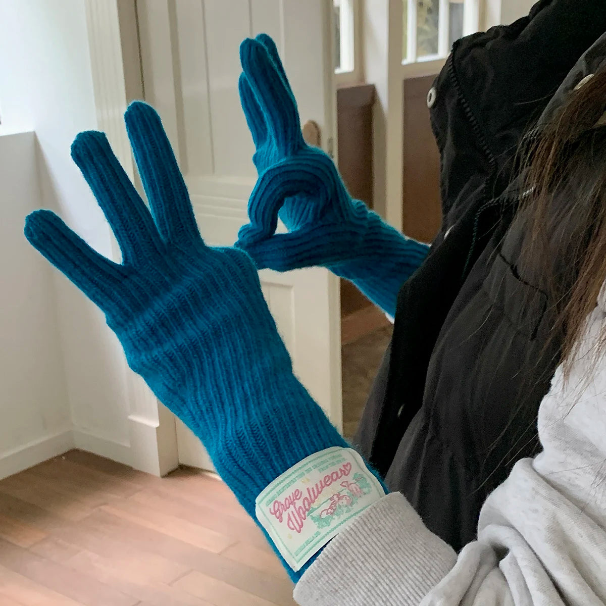 New Cute Rabbit knitting Gloves Female Winter Mittens Factory Outlet Fur Gloves women's winter gloves Women Girls Mittens 2024