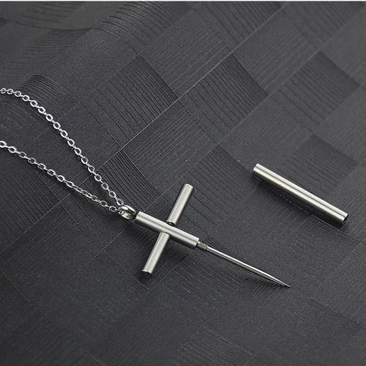 Stainless Steel Pendant Cross Necklace Men Fashion Jewelry Chains Boy EDC Gadgets For Male Female Women Girls Gifts Multi Tools