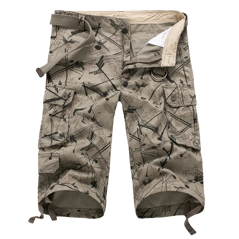 Camouflage Men Short Pants Cotton Cargo Shorts for Men Summer Casual Breeches Multi-Pocket Military Style Cargo Short Pants