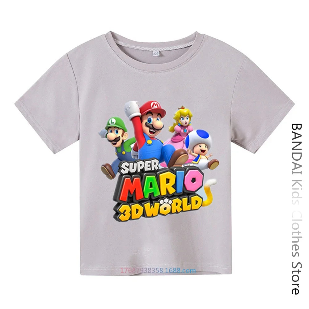 Super Mario Tshirt  Kids Fashion Baby Boy Clothes Mario Bros T-shirt Pikachu Cotton Children Tops Girls Clothing Casual Tees