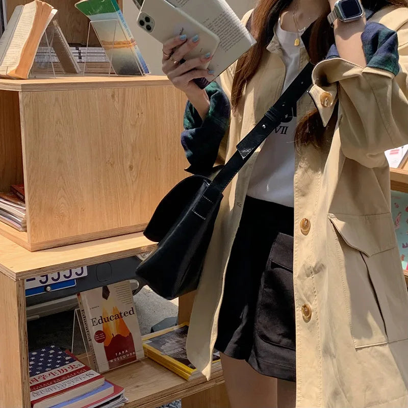 CGCBAG Vintage Large Volume Messenger Bag Women Simple Solid Luxury Designer Female Tote Bag High Quality PU Leather Handbags