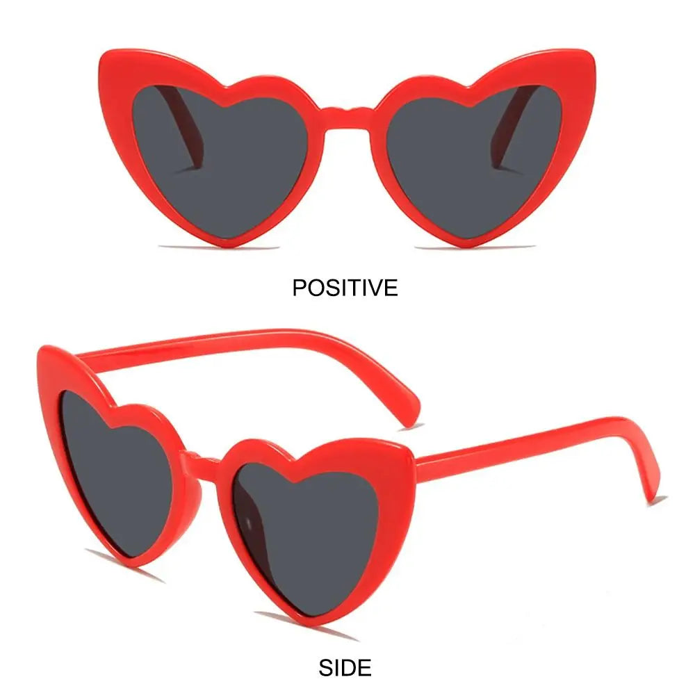 Heart-Shaped Sunglasses Vintage Trendy Street Shooting Shades UV Protection Irregular Fashion Pink Heart Sun Glasses for Women