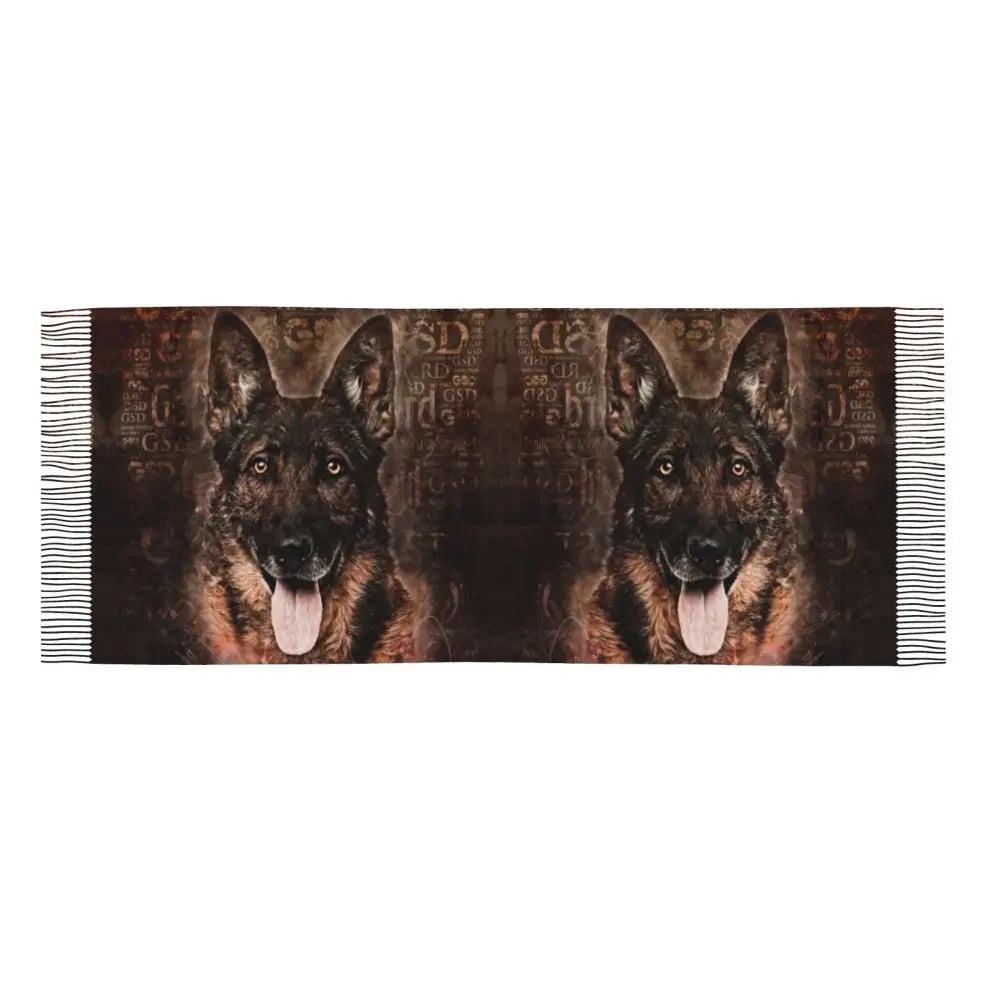 German Shepherd Courage Scarf Wrap Women Long Winter Fall Warm Tassel Shawl Unisex Alsatian Wolf Dog Lover Scarves