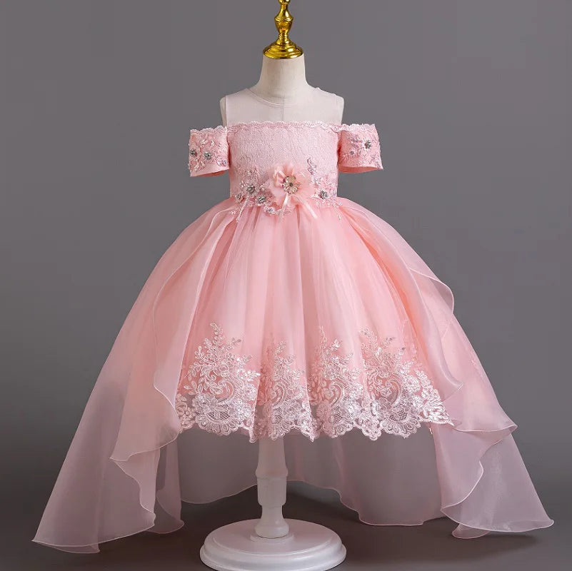New High quality baby lace princess dress for girl elegant birthday party trailing dress Baby girl's christmas clothes 3-12yrs