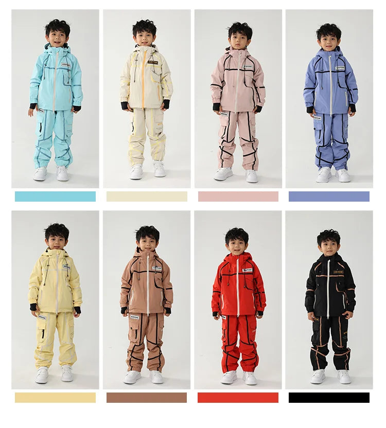 2024 New Children Ski Suit Girls Boys Winter Outdoor Windproof Snowboard Jacket Pants Warm Kids Waterproof Skiing Set