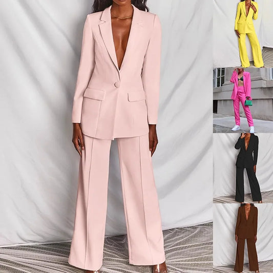 Hot Selling (BlzSuit)  Professional Suit Set Solid Color Healthy Fabric 2024 Spring and Autumn New Women's Fit Suit Two-piece Set