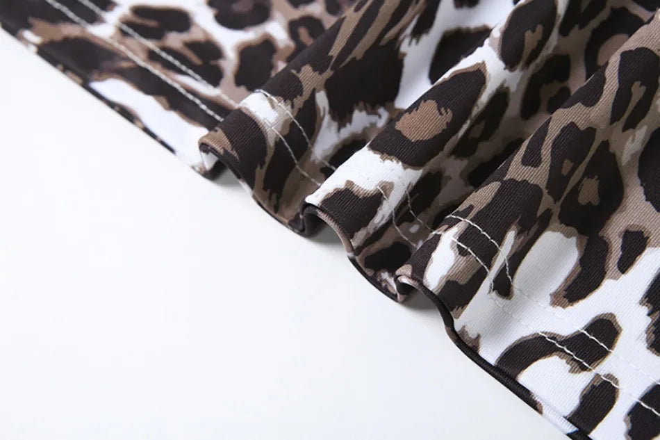 2024 Summer Women's Dress Set Elegant Sexy Backless Sleeveless Lace-up Top Slim Fit Long Skirt Leopard Print Suit Holiday Beach