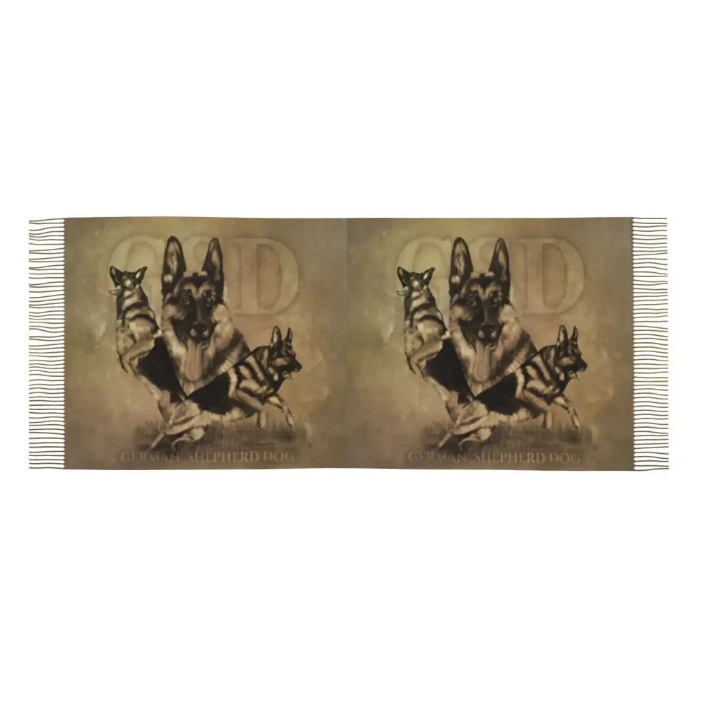 German Shepherd Courage Scarf Wrap Women Long Winter Fall Warm Tassel Shawl Unisex Alsatian Wolf Dog Lover Scarves