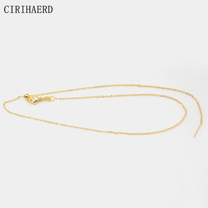 14K Gold Plated Flat Round Chain Thrusting Pin Beaded Adjustable Chains For DIY Women's Necklace Jewelry Accessories Fine Chain