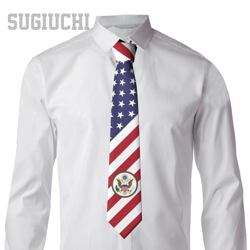 United States USA Flag American Emblem Men Women Neck Ties Casual Plaid Tie Suits Slim Wedding Party Business Necktie Gravatas