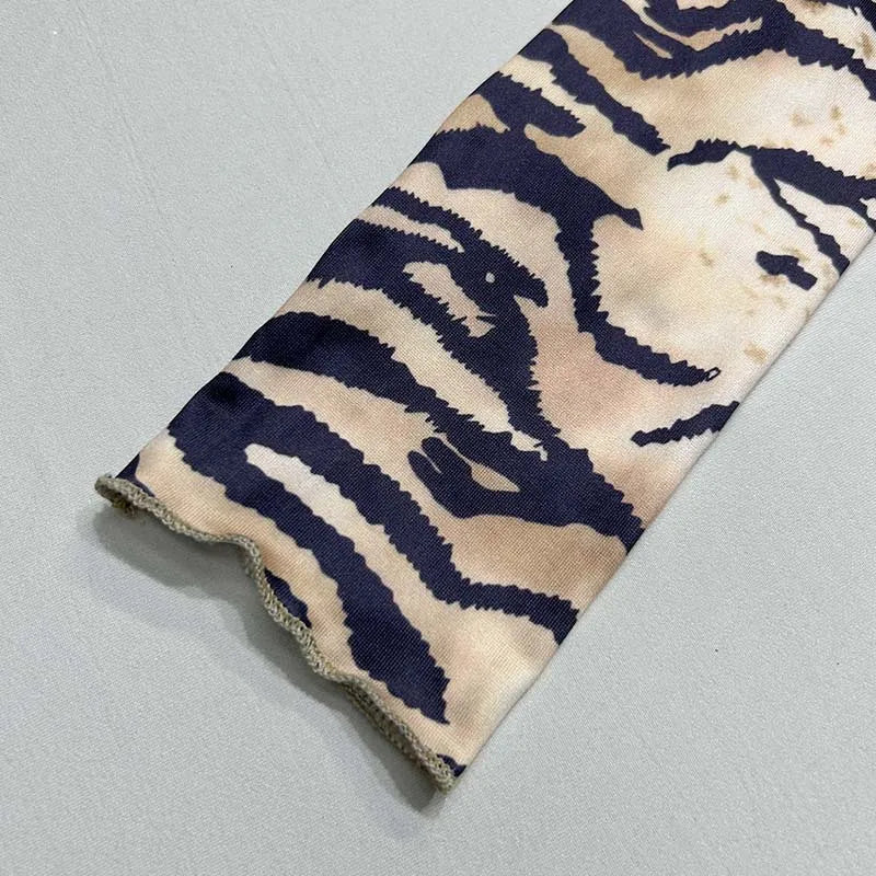 Tiger Printed Two Piece Set for Women, Sexy Long Sleeve Tops, Maxi Skirts, Matching Sets, Slim Outfits, Party Wear, Summer