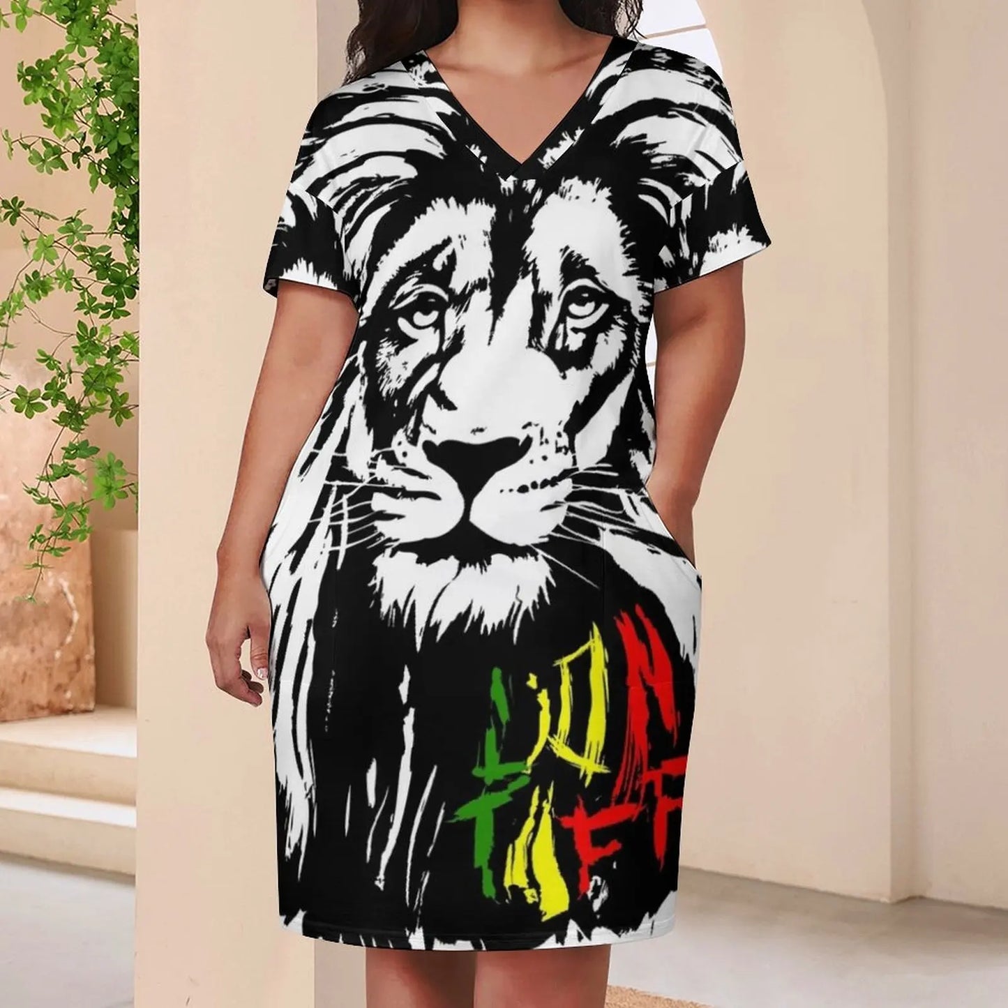 Lion Tuff Lion Head Loose Pocket Dress summer dress woman 2024 dresses for womens