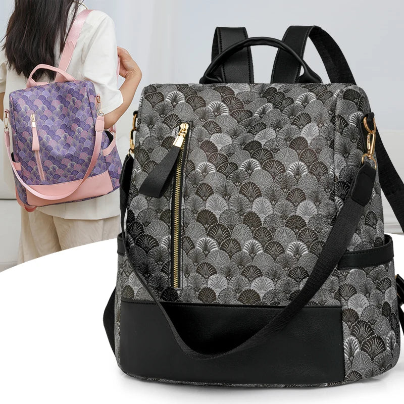 Anti Theft Design Women's Backpack Fashion PU Leather Backpack School Bags for Teenagers Girls Large Volume Leisure Travel Bag